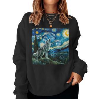 Wolf Starry Night Howling Moon For Kid Women Sweatshirt - Monsterry UK