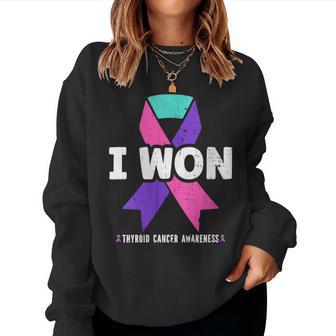 I Won Thyroid Cancer Ribbon Thyroid Cancer Awareness Women Sweatshirt - Thegiftio UK