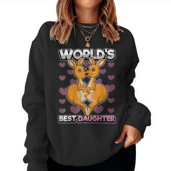 World's Best Daughter Cute Kangaroo Mom Dad Matching Parents Women Sweatshirt - Monsterry