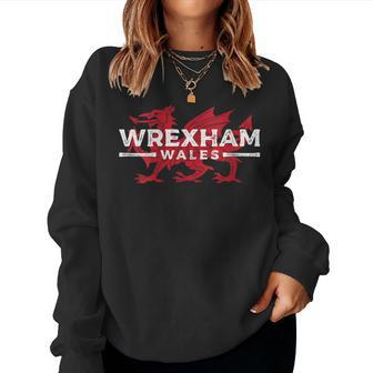 Wrexham Football Wales Dragon Wrexham Wales Retro Vintage Women Sweatshirt - Monsterry