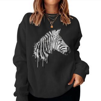 Zebra Watercolor Artistic Horse Wildlife Lovers Graphic Women Sweatshirt - Monsterry UK