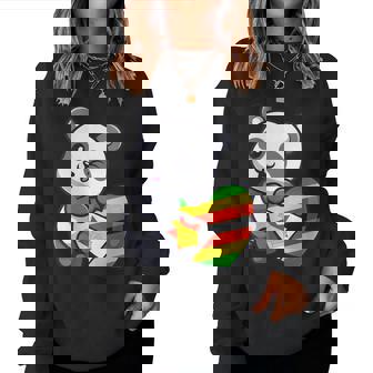 Zimbabwe Panda Heart Zimbabwean Flag Roots Zimbabwe Souvenir Women Sweatshirt - Thegiftio