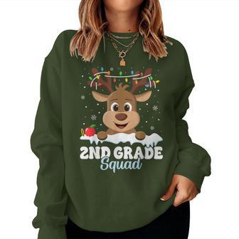 2Nd Grade Teacher Christmas Second Grade Squad Reindeer Xmas Women Sweatshirt | Mazezy