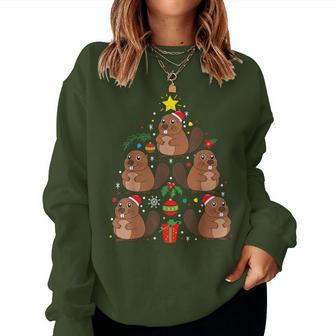 Beaver Christmas Ornament Tree Dad Mom Farm Women Sweatshirt - Monsterry