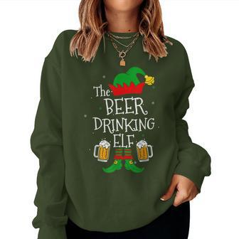 The Beer Drinking Elf Matching Family Drinker Merry Xmas Day Women Sweatshirt | Seseable UK