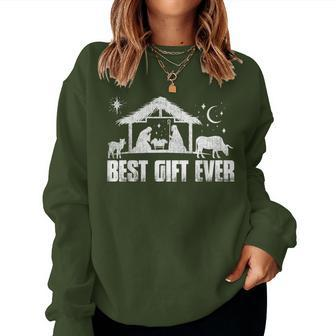 Best Ever Christmas Jesus Nativity Scene Christian Xmas Women Sweatshirt | Mazezy
