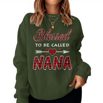 Blessed To Be Called Nana -Buffalo Plaid Grandma Christmas Women Sweatshirt - Monsterry