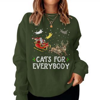 Cats For Everybody Christmas Cat Xmas Santa Women Sweatshirt - Seseable