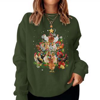 Chicken Tree Light Christmas Matching Family Chickens Pajama Women Sweatshirt - Seseable