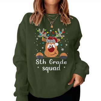 Christmas 8Th Grade Squad Plaid Reindeer Santa Teacher Women Sweatshirt | Mazezy