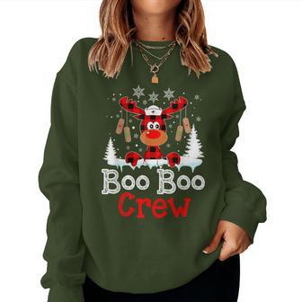 Christmas Boo Boo Crew Reindeer Nurse Buffalo Plaid Nurse Women Sweatshirt - Monsterry AU