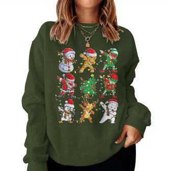 Christmas Dabbing Santa Elf Friends Boys Girls Xmas Dab Women Sweatshirt | Mazezy