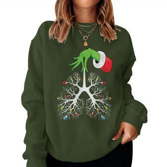 Christmas Nurse Respiratory Therapist Lung Lights x-Mas Women Sweatshirt | Mazezy