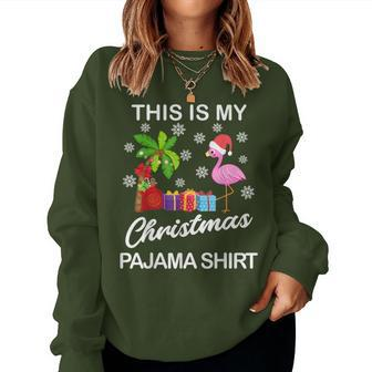 This Is My Christmas Pajama Flamingo Hawaiian Lover Women Sweatshirt - Monsterry