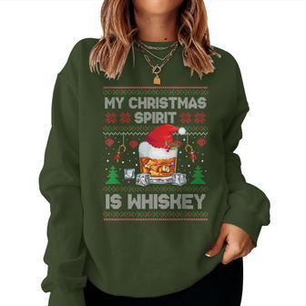 My Christmas Spirit Is Whiskey Ugly Sweater Xmas Pajamas Women Sweatshirt - Monsterry DE