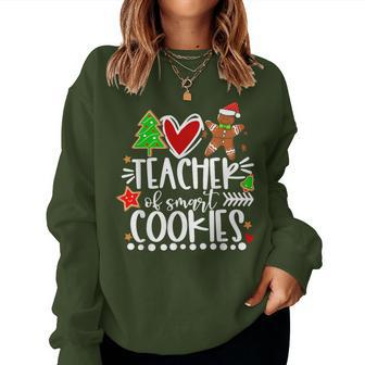 Christmas Teacher Of Smart Cookies Cute Gingerbread Women Sweatshirt | Mazezy DE