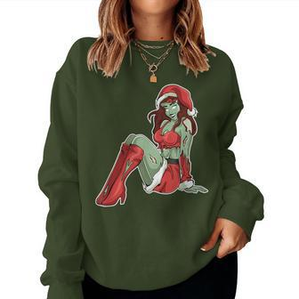 Christmas Zombie Pin Up Girl Vintage Pajama Women Sweatshirt - Monsterry