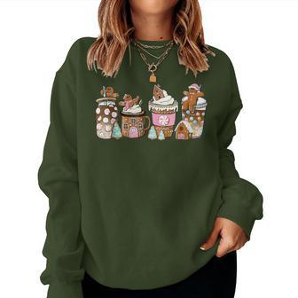 Coffee Christmas Gingerbread Pink Latte Cozy Winter Women Sweatshirt | Mazezy