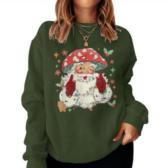 Cool Vintage Christmas Mushroom Santa Claus Face Women Sweatshirt - Thegiftio UK