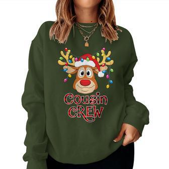 Cousin Crew Christmas Reindeer Santa Hat Xmas Women Women Sweatshirt - Seseable