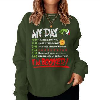 My Day Schedule I’M Booked Christmas Merry Christmas Groovy Women Sweatshirt - Seseable