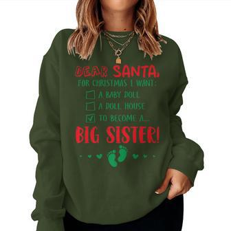 Dear Santa I Want To Become A Big Sister Newborn Quote Women Sweatshirt - Monsterry DE