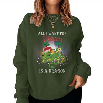 Dragon Lovers All I Want For Christmas Is A Dragon Girls Women Sweatshirt - Seseable