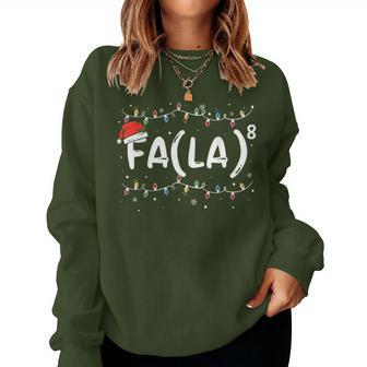 Fa La 8 Christmas Math Teacher Santa Hat Xmas Pajamas Women Sweatshirt | Mazezy