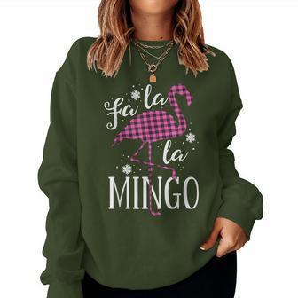 Fa La La Mingo Flamingo Christmas Pink Plaid Women Women Sweatshirt - Monsterry