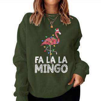 Fa La La Mingo Flamingo Christmas Tree Lights Tropical Xmas Women Sweatshirt - Monsterry CA