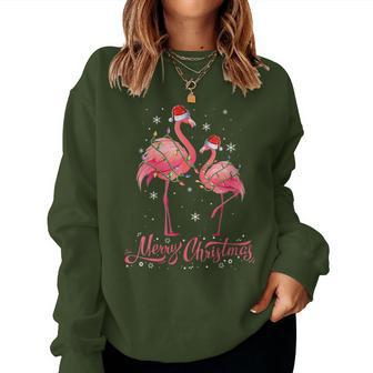 Flamingo Santa Light Christmas Sweater Flamingo Christmas Women Sweatshirt - Monsterry