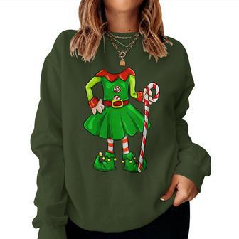Christmas Cute Candy Cane Elf Girl Costume Women Sweatshirt - Monsterry UK