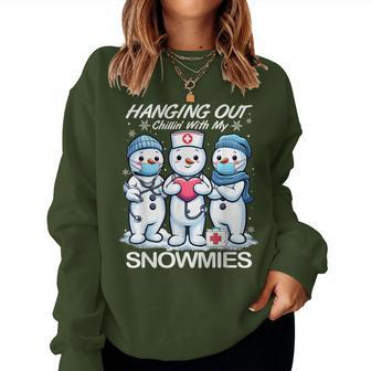 Christmas Nurse Hanging Out Chillin' With My Snowmies Women Sweatshirt - Seseable