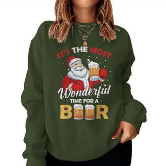 Christmas Santa Beer Lover Hilarious Xmas Drinks Fan Women Sweatshirt | Seseable UK