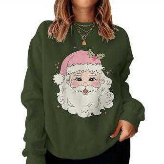 Vintage Pink Santa Claus Pink Christmas Women Women Sweatshirt - Monsterry AU