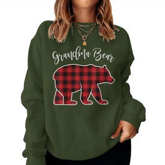 Grandma Bear Pajama Red Buffalo Xmas Family Christmas Women Sweatshirt - Monsterry UK