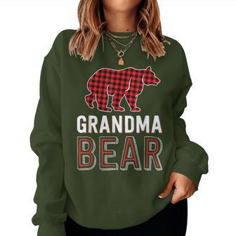 Grandma Bear Red Buffalo Plaid Matching Family Christmas Women Sweatshirt - Monsterry UK