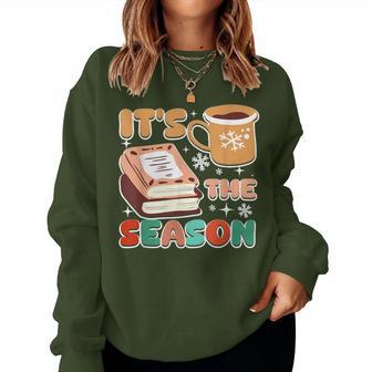 Groovy It's The Season Christmas Tea Hot Chocolate Books Women Sweatshirt - Thegiftio UK