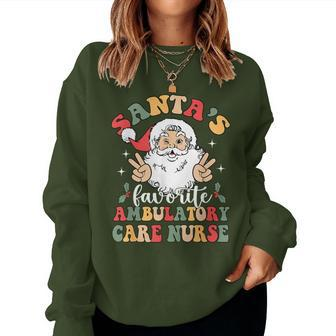Groovy Santas Favorite Ambulatory Care Nurse Christmas Women Sweatshirt - Thegiftio