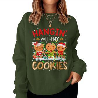 Hanging With My Cookies Gingerbread Christmas Teacher Xmas Women Sweatshirt - Monsterry