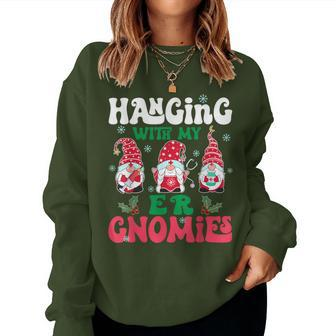 Hanging With My Er Gnomies Nurse Gnome Xmas Light Christmas Women Sweatshirt - Monsterry CA