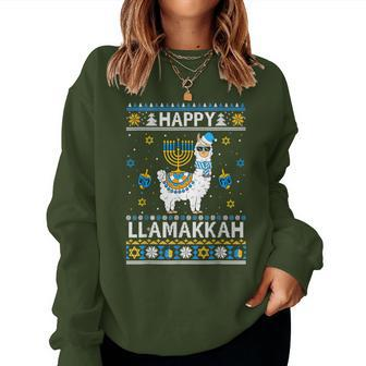 Happy Llamakkah Llama Alpaca Hanukkah Ugly Sweater Chanukah Women Sweatshirt | Mazezy