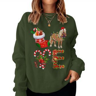 Horse Christmas Lights Led Santa Hat Christmas Women Sweatshirt - Thegiftio UK