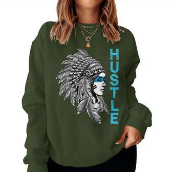 Hustle Native American Indian Girl Rap Lover Christmas Women Sweatshirt - Monsterry UK