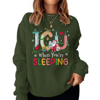 Icu When Your're Sleeping Christmas Icu Nurse Crew Womens Women Sweatshirt - Seseable