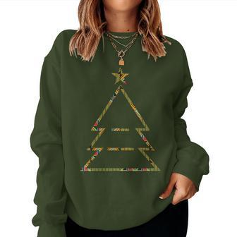 Kente Pattern Christmas Tree Xmas African Style Women Sweatshirt - Monsterry DE
