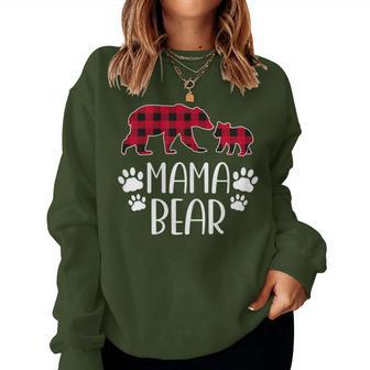 Mama Bear Christmas Pajama Red Buffalo Plaid Mother's Day Women Sweatshirt - Monsterry DE