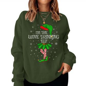 Matching Family Group I'm The Wine Drinking Elf Christmas Women Sweatshirt - Thegiftio UK