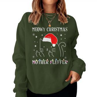 Meowy Catmas Mother Fluffer Cat Christmas Women Sweatshirt - Monsterry UK