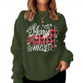 Merry Christ Mas Christian Jesus Christmas Pjs Xmas Pajamas Women Sweatshirt - Monsterry CA